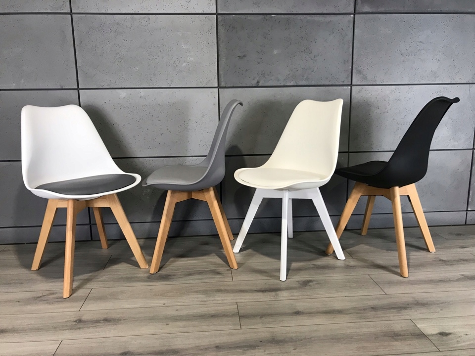 Krzesło krzesła białe z poduszką LUGANO MONZA Szerokość siedziska 48 cm