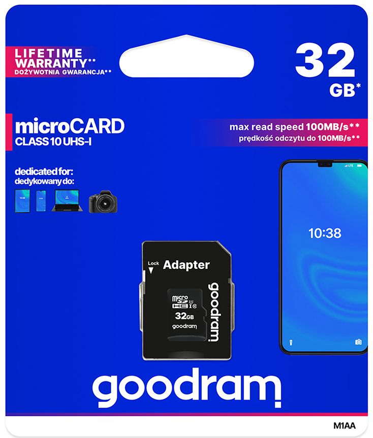 Karta MicroSD GOODRAM 32GB CL10 + Adapter SD Micro