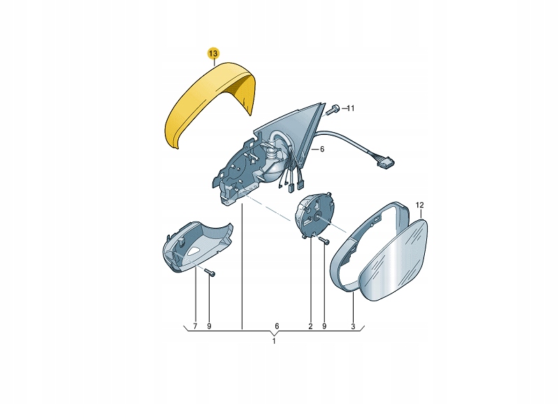 OBUDOWA OSŁONA NAKŁADKA LUSTERKA Golf VI Touran le Strona zabudowy lewa