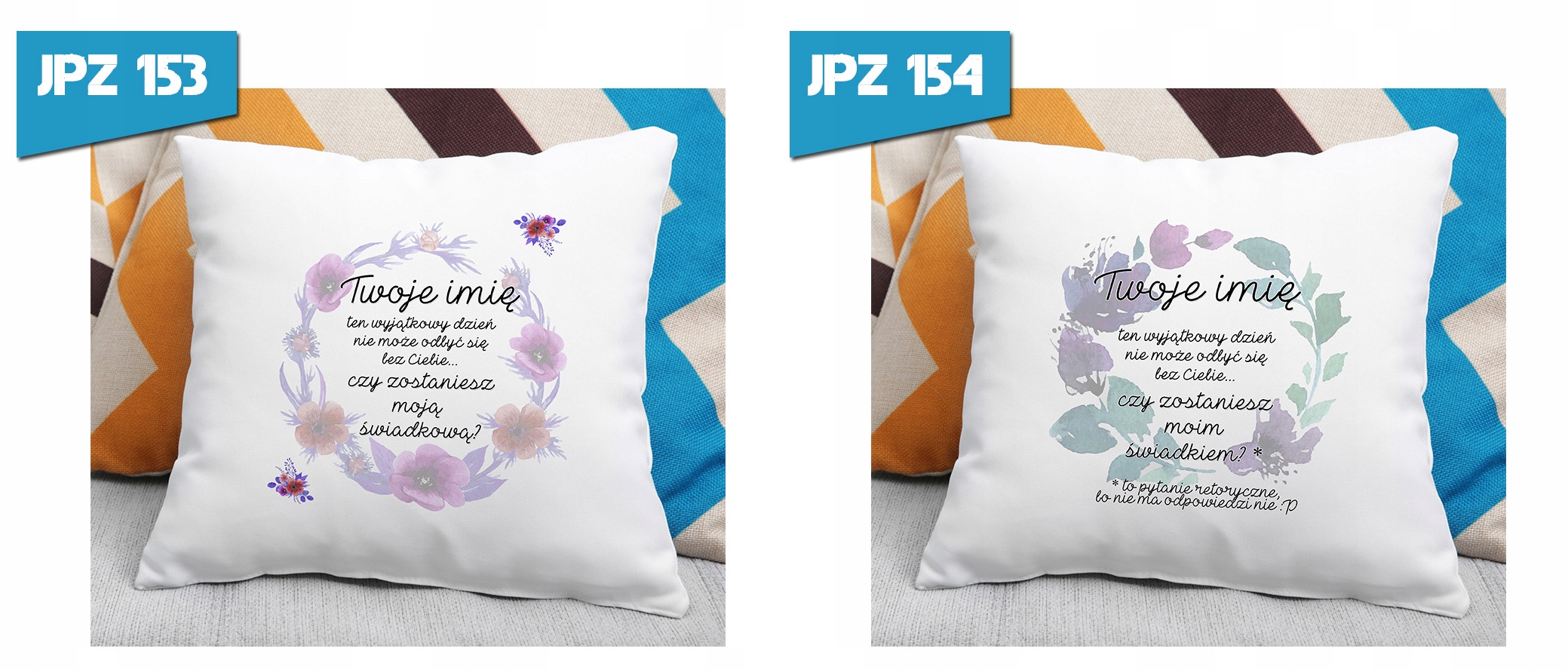 PODUSZKA ZAPROSZENIE ŚWIADKÓW ŚWIADKOWEJ DRUŻBÓW Kolor dominujący biały