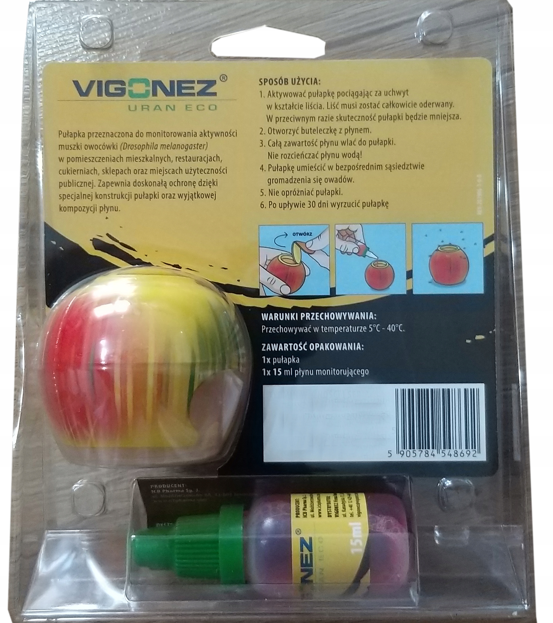 

vigonez na muszki owocówki pułapka z płynem 15ml