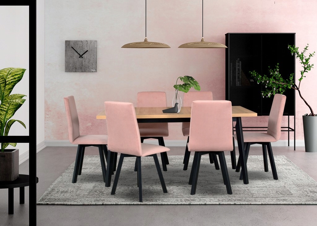 NOWOŚĆ 2020 ! CZARNY ZESTAW STÓŁ + 6 KRZESEŁ