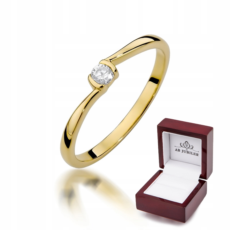 

Złoty 585 Pierścionek Zaręczynowy Brylant Grawer