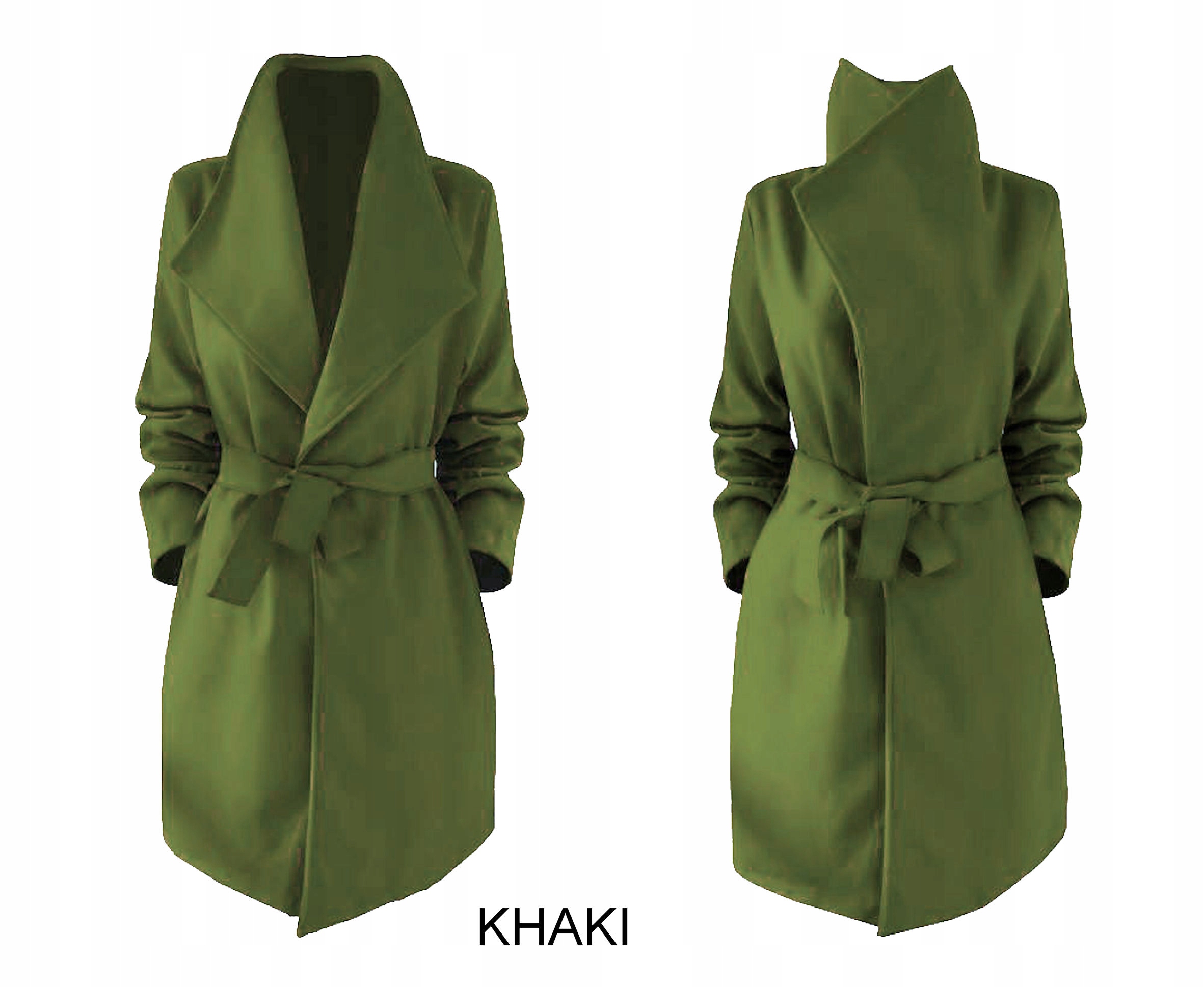 PŁASZCZ blogger KLASYCZNY klapy pasek CZERWONY Wypełnienie nie dotyczy