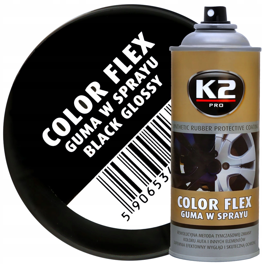 K2 Color Flex GUMA w SPRAYU CZARNY POŁYSK POWŁOKA