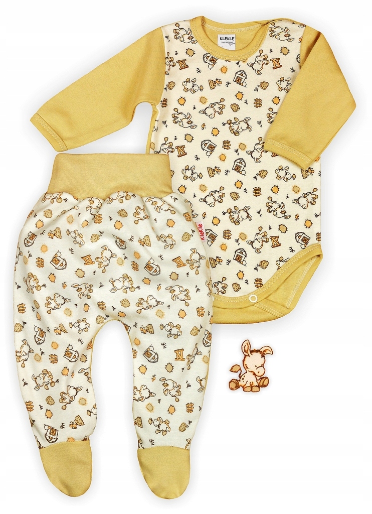 KOMPLET Body Długi rękaw + PÓŁŚPIOCH Osiołek BEŻ 68 KLEKLE Marka KLEKLE