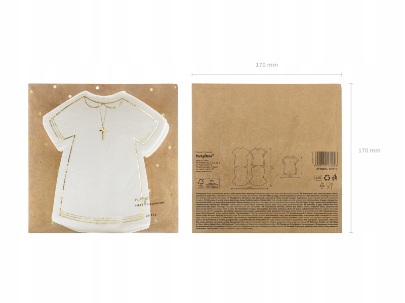 Serwetki na komunię ALBA KOMUNIJNA białe złote x20 Marka Party deco