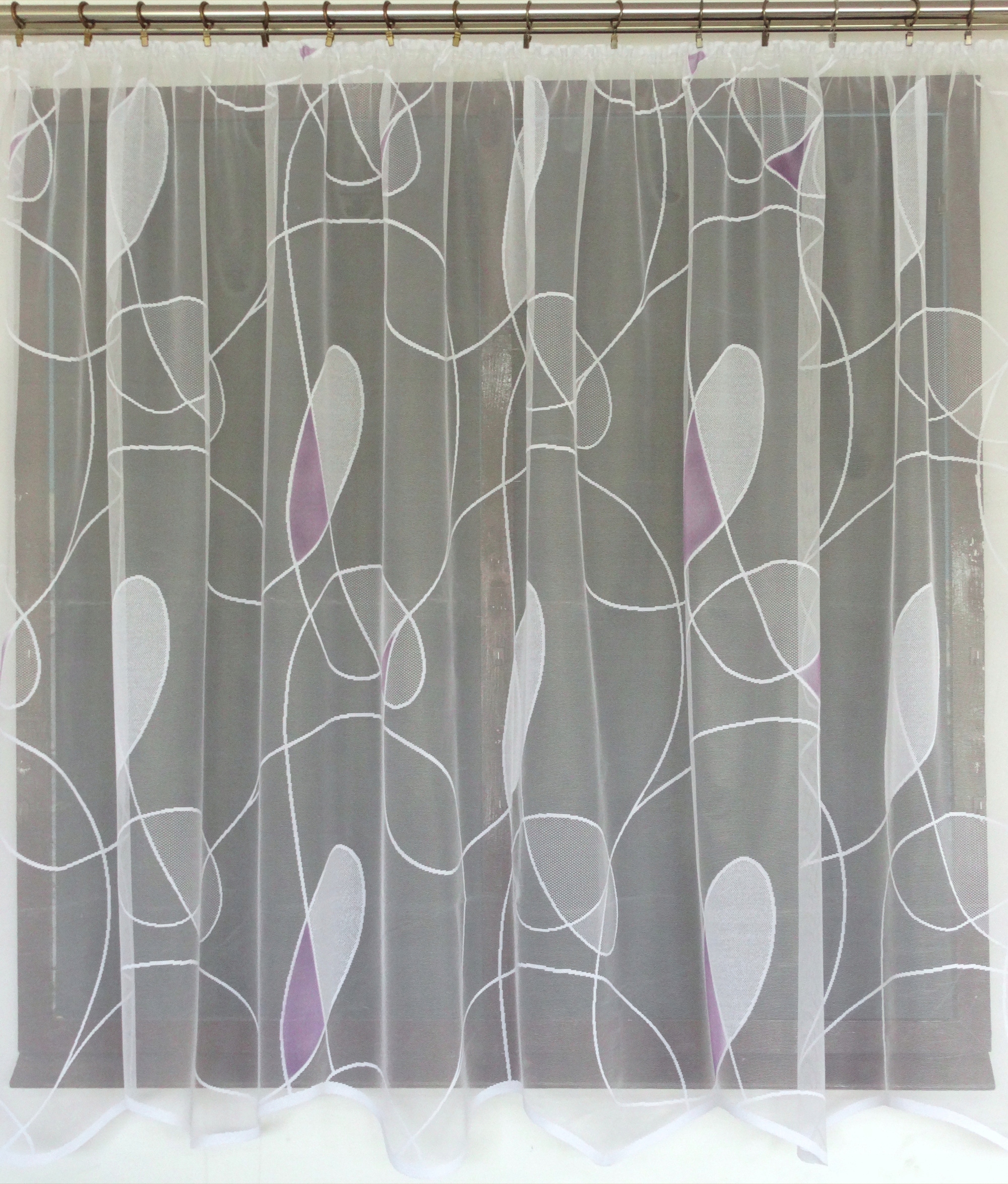 Mg Záclona 549 bílá vřesová 300 x 150 cm Hotová S Páskou Skr