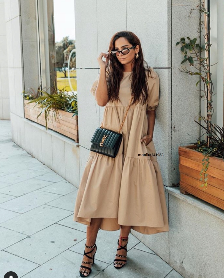 Sukienka Popielinowa Camel - ZARA XS