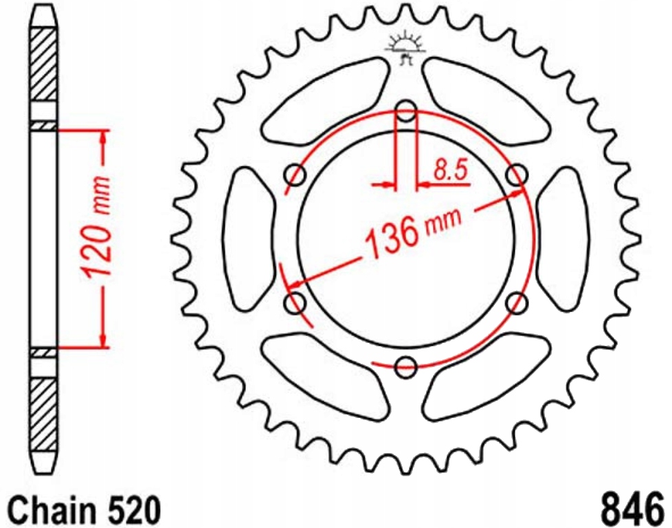 Zadní ozubení JTR846 37-45Z Yamaha Srx 600 H N