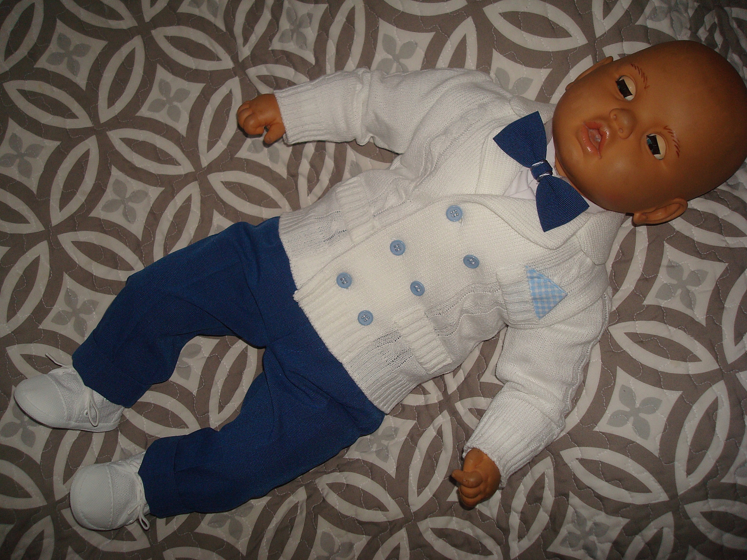 KOMPLET DO CHRZTU MARYNARKA r.68 CHRZEST SWETEREK Rozmiar 68