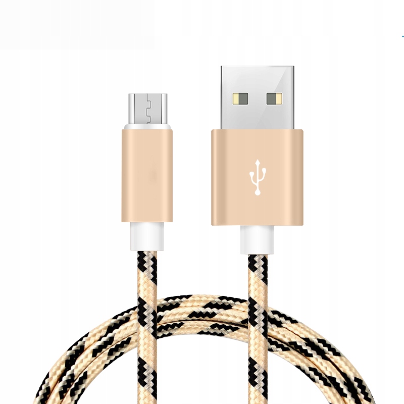 

Kabel nylonowy 1m Usb microUSB złoty Quick Charge