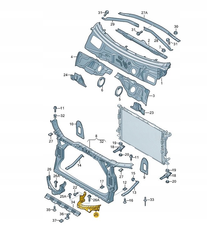UCHWYT MOCOWANIE REFLEKTORA LAMPY AUDI A5 PRAWE Installation side Front