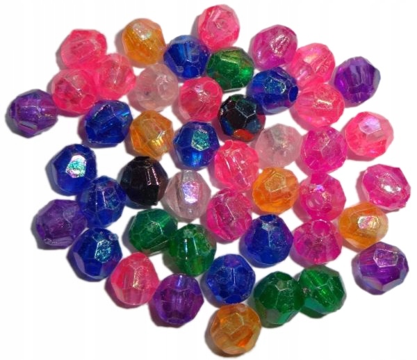 Koraliki Akrylowe Kulki Faset 6mm 100szt MIX Kol