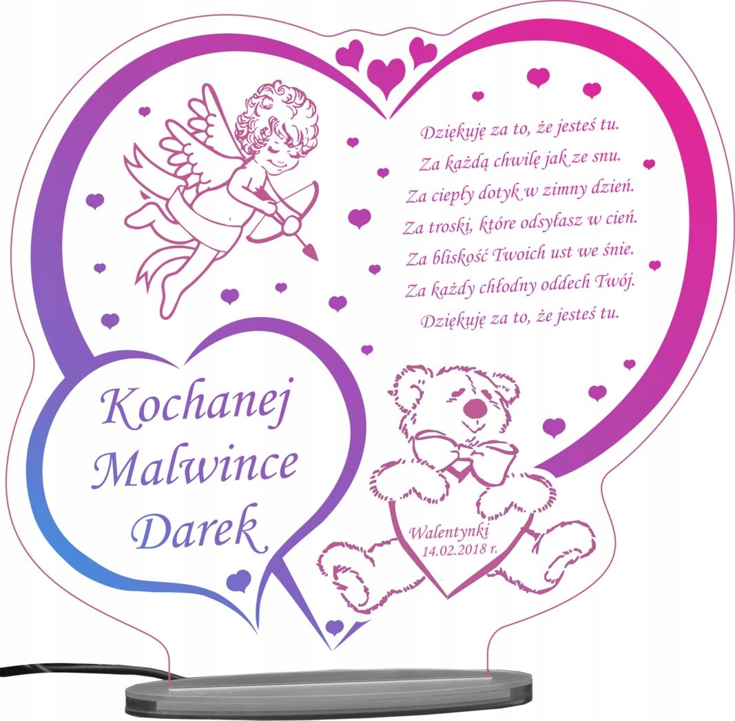 WALENTYNKI WALENTYNKA PREZENT STATUETKA XXL LED