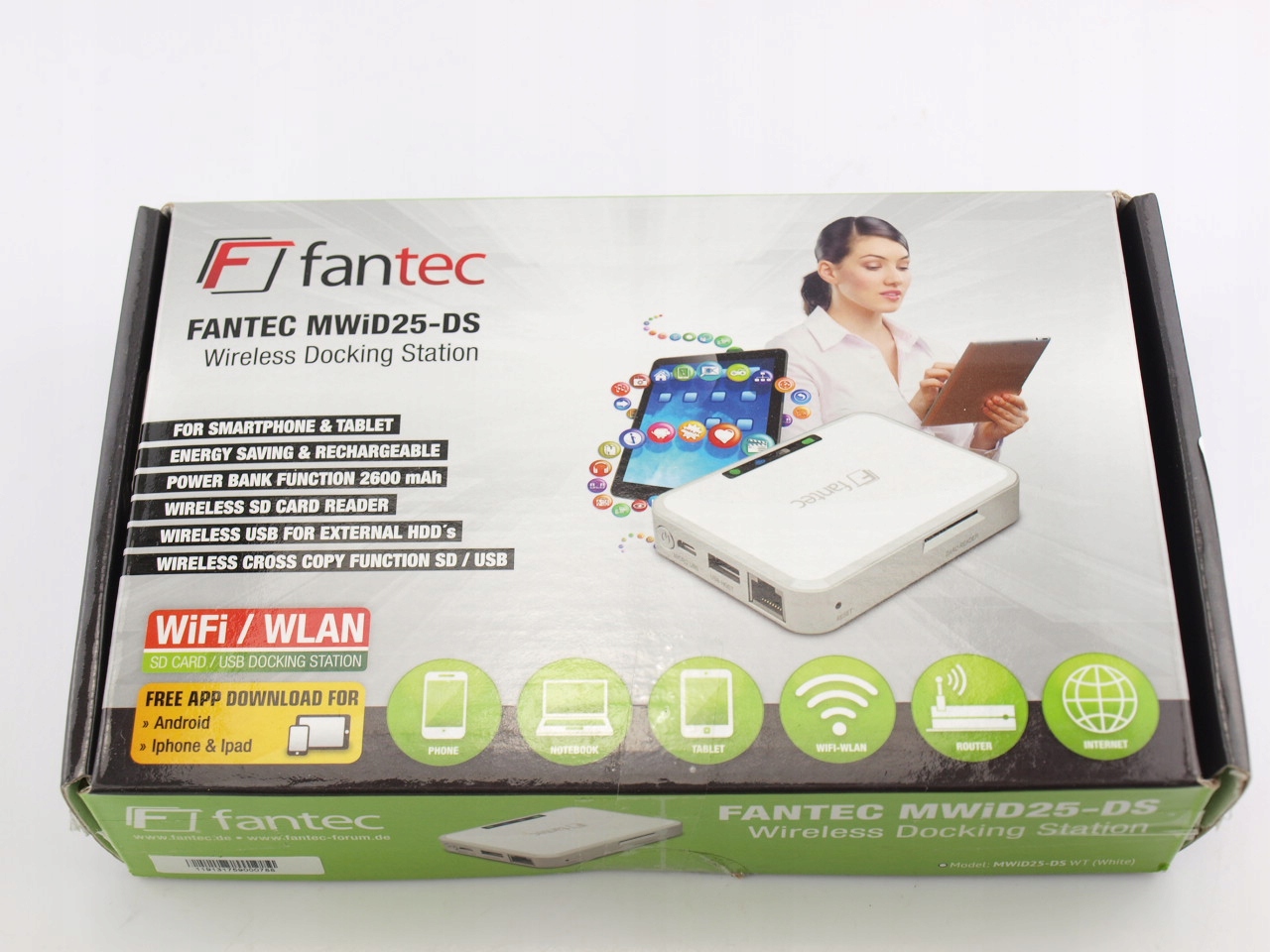Fantec 1759 MWiD25-DS stacja dokująca do smartfona Interfejs dysku twardego SATA