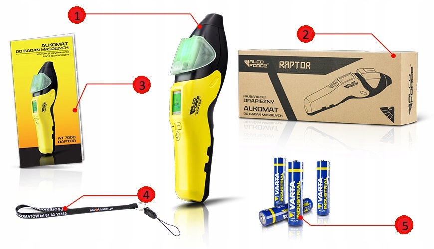 Alkomat przesiewowy ALCOFORCE Raptor AT7000 Model RAPTOR