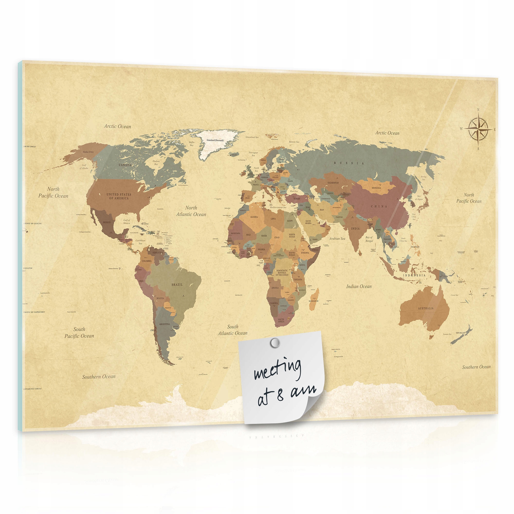 

Tablica magnetyczna obraz szkło Mapa Świata 60x40