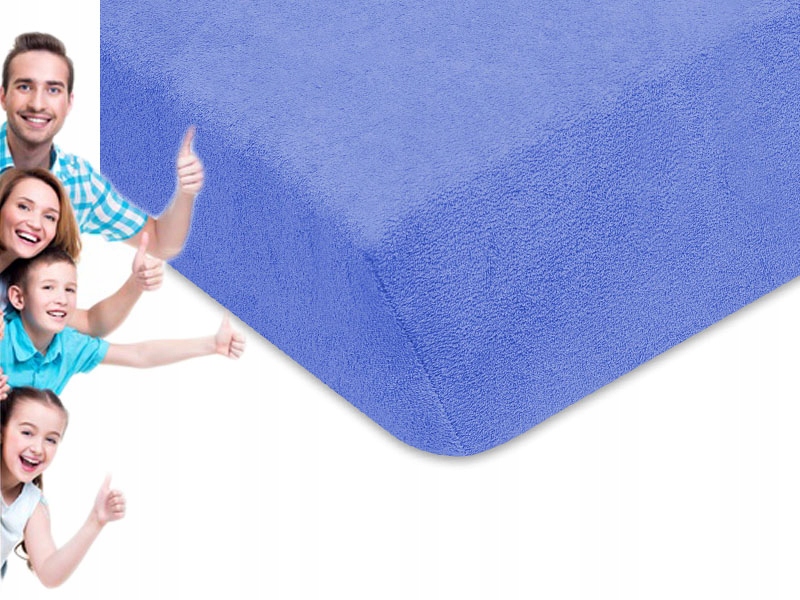 

Niebieskie Frotte Prześcieradło Z Gumką 120/200 CM