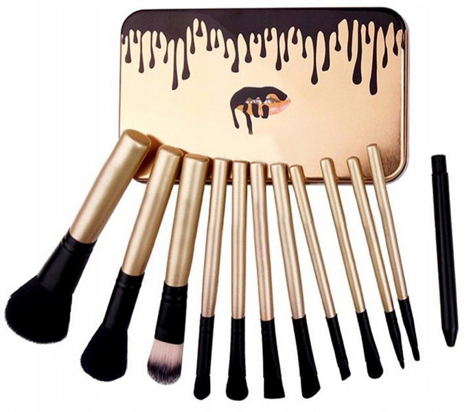 ZESTAW 12 PĘDZLI DO MAKIJAŻU ETUI PROFESJONALNE