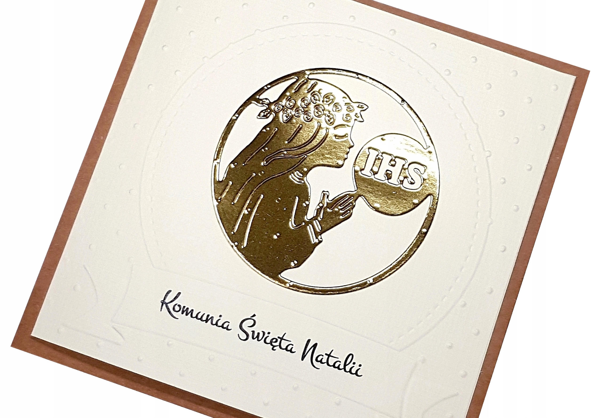 ZAPROSZENIA NA KOMUNIĘ KOMUNIJNE - ZŁOTE DZIECKO Szerokość produktu 14.5 cm