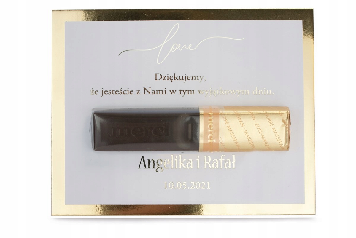 ZŁOCONE PODZIĘKOWANIA DLA GOŚCI MERCI Liczba sztuk 1 szt.