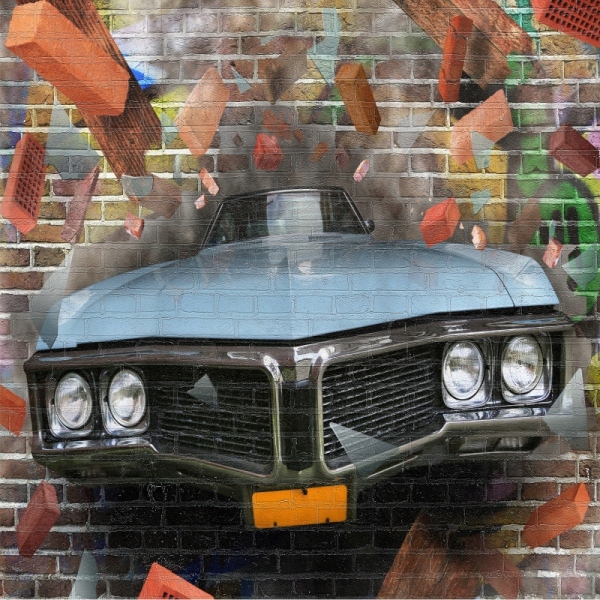 

Fototapeta 3D fliz Auto Samochód 3D Cegła Grafitti