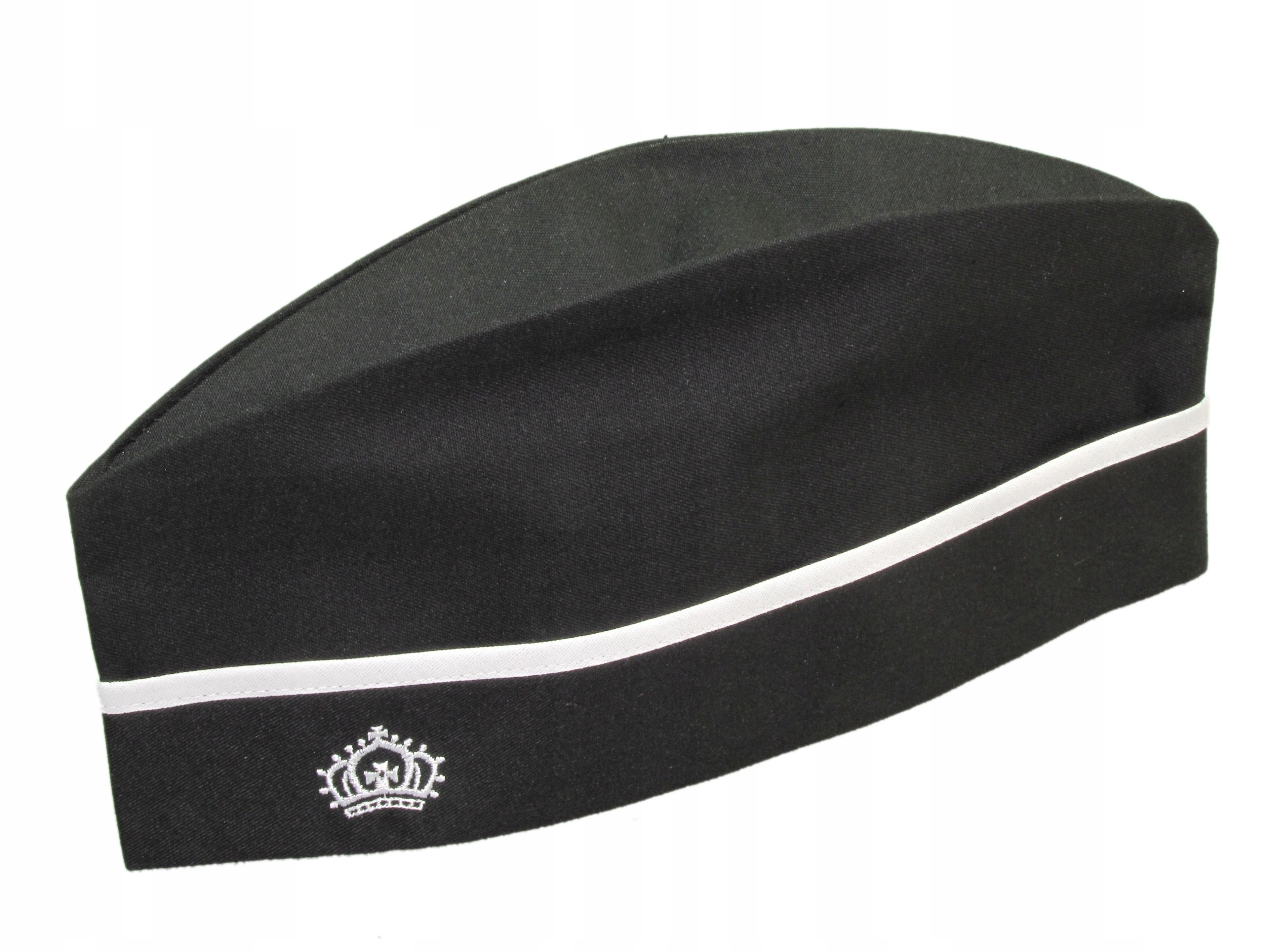 

Furażerka Czarna-czapka Kucharska Biała Lam+haft