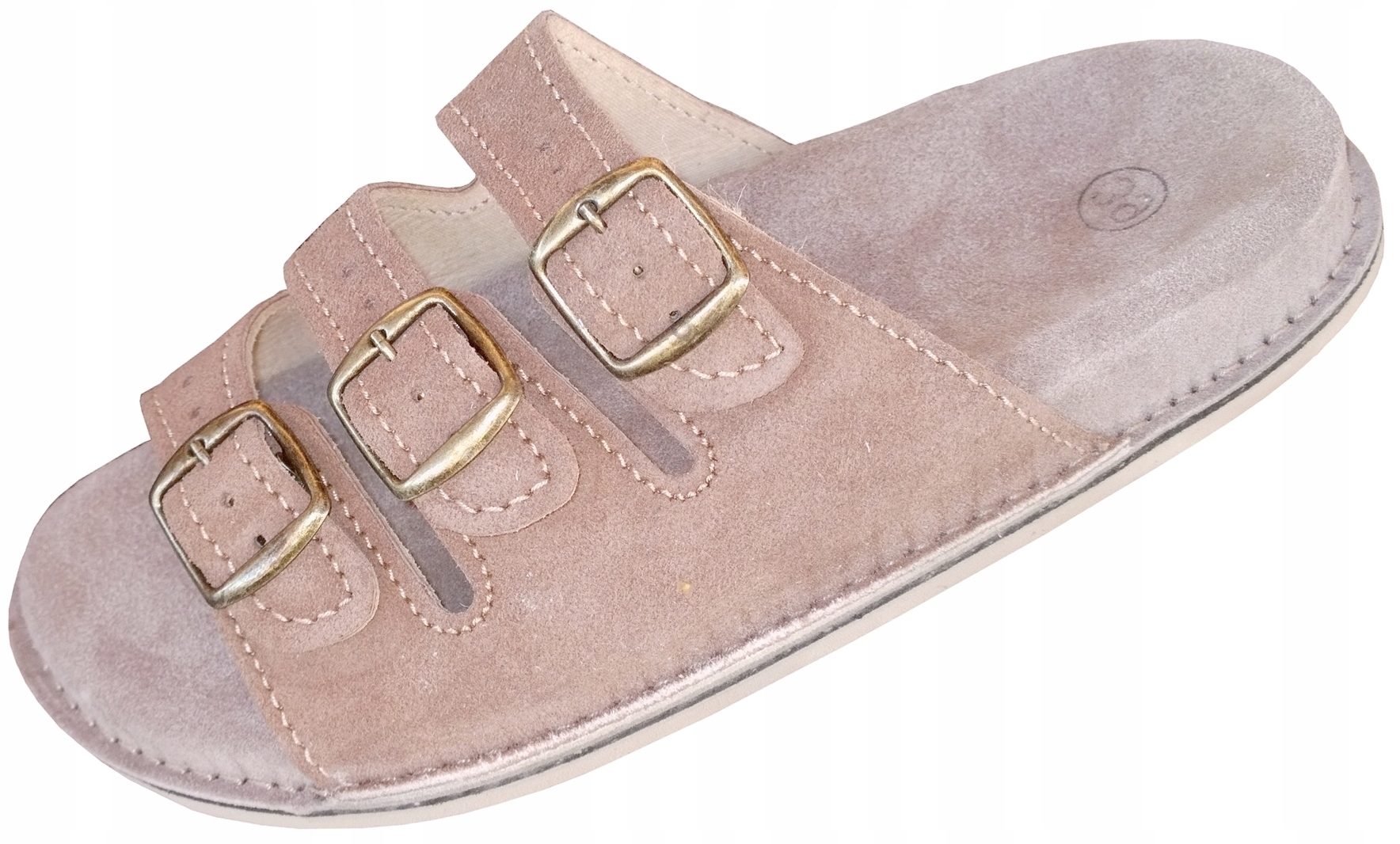 Kožené nazouváky fusbet profilované kůže béžové 39