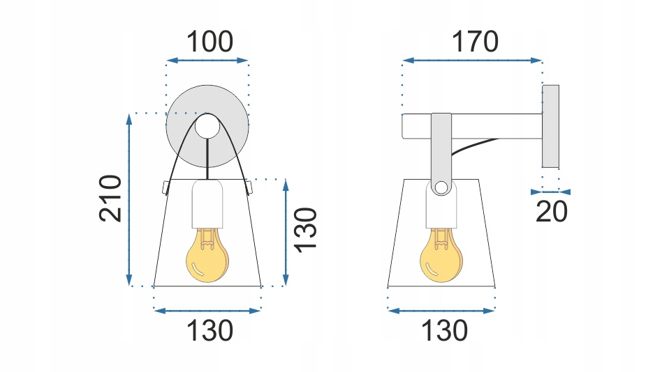 LAMPA ŚCIENNA KINKIET METALOWY PASEK DREWNO SZARY Kod producenta OSW-00903