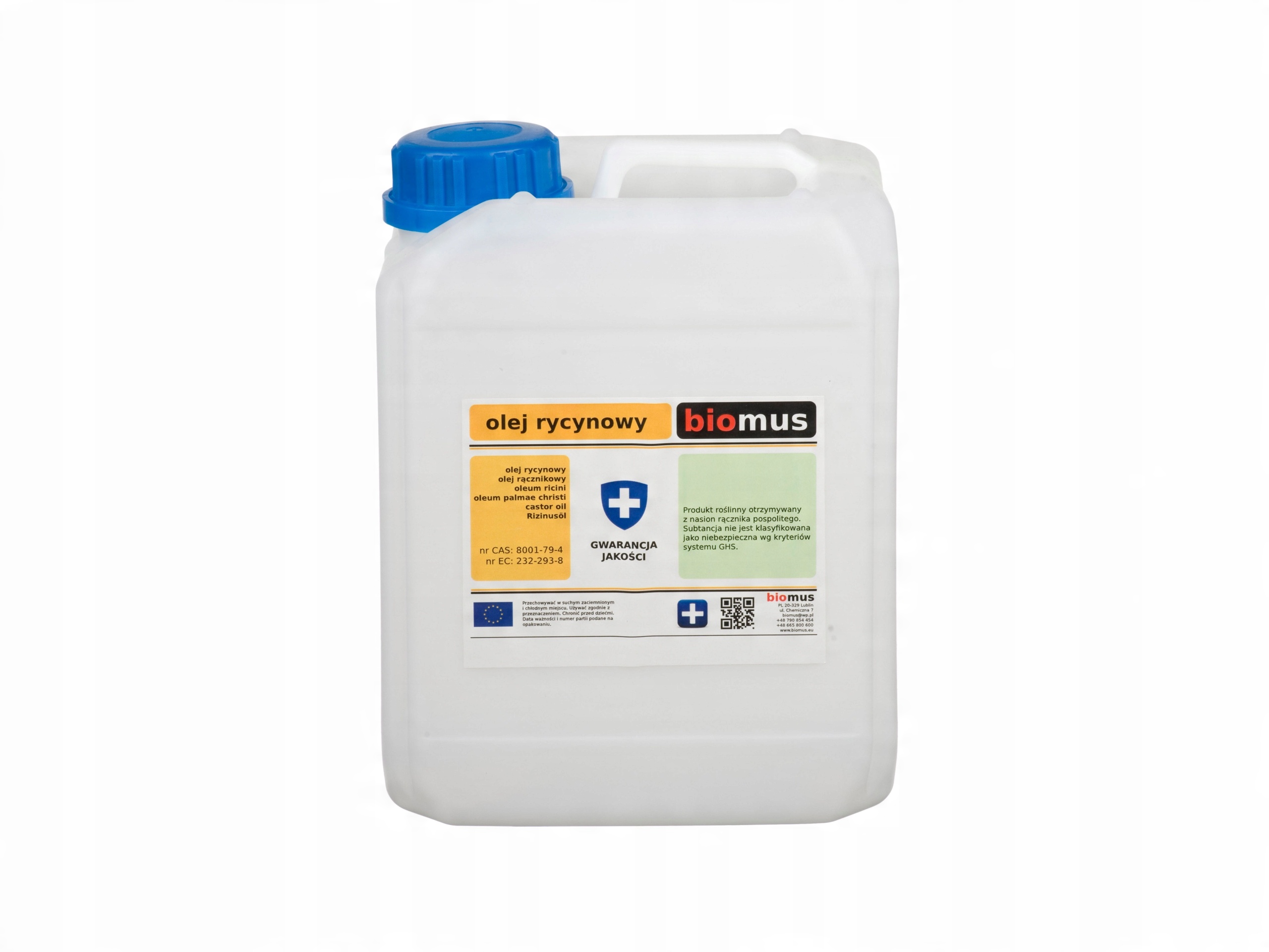 

Olej Rycynowy czysty Castor oil 5L Biomus