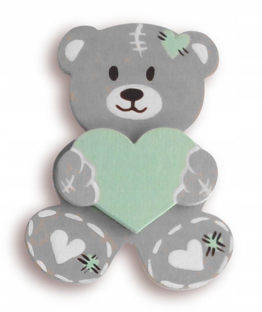 БОЛЬШОЙ, ДЕРЕВЯННЫЙ ДЕКОР МИШКА С СЕРДЦЕМ 10 СМ УКРАШЕНИЕ