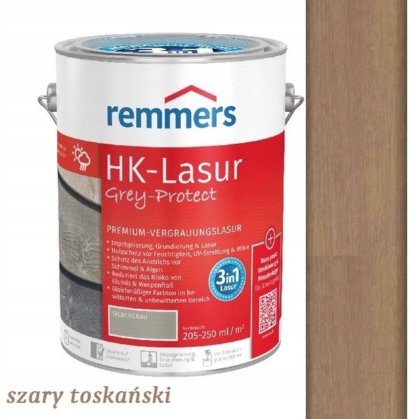 

Hk-lasur Grey-protect Remmers 5 l Szary Toskański