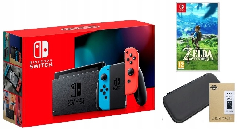 Konsola Nintendo Switch Neon V2 Etui Szkło Gra Zelda