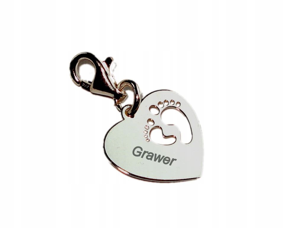 

Charms serce stópki Grawer Srebro 925