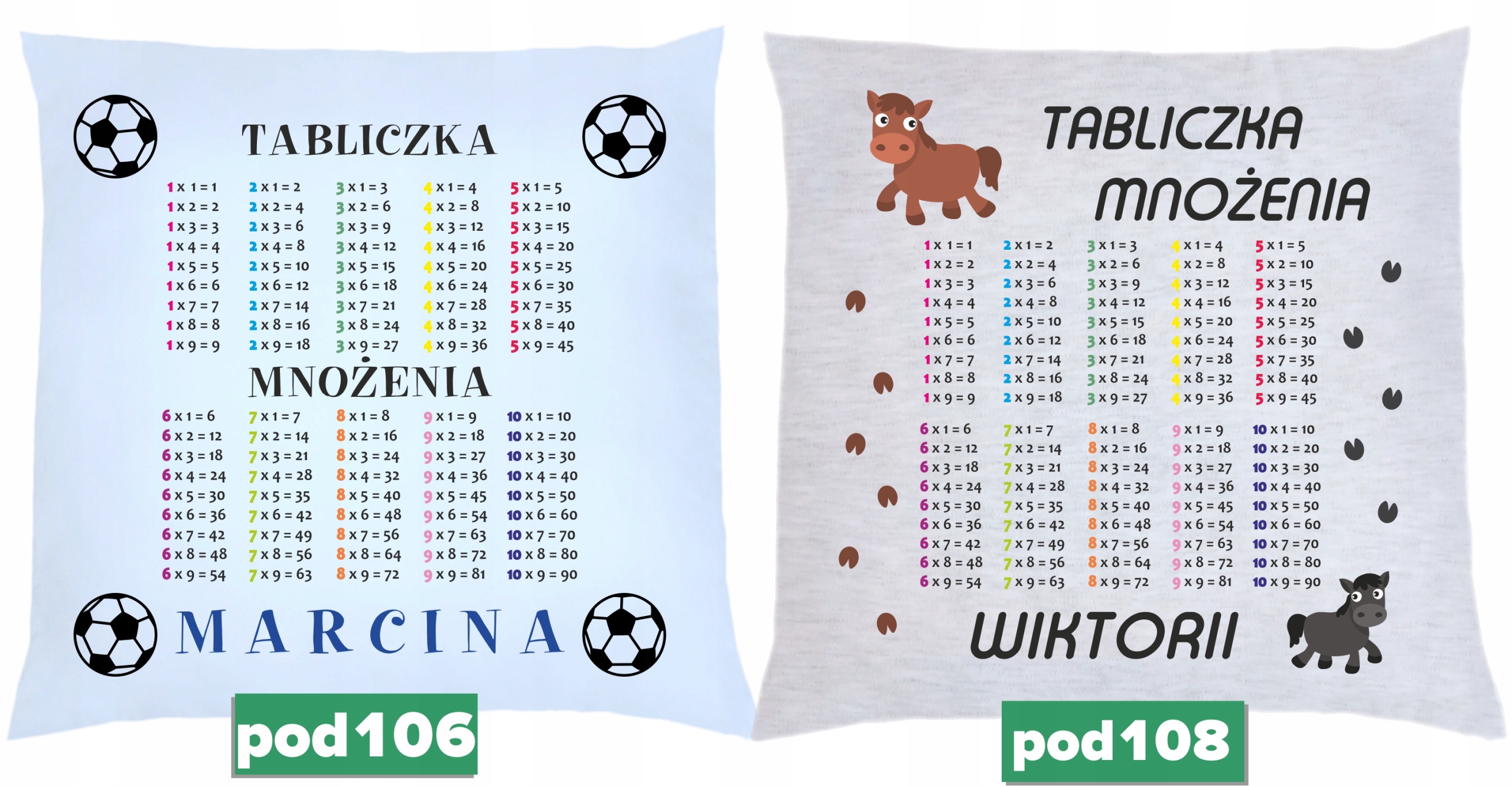 PODUSZKI EDUKACYJNE TABLICZKA MNOŻENIA ALFABET Długość 40 cm