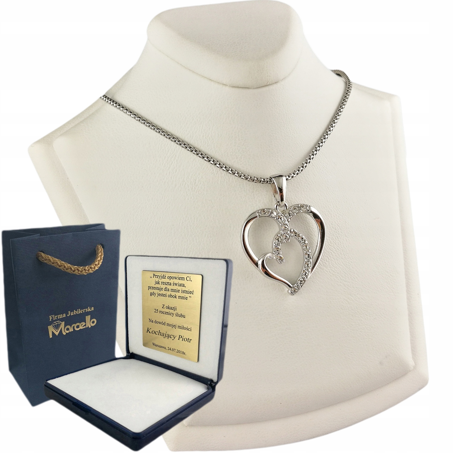 

Łańcuszek Srebrny Damski Z Serduszkiem + Grawer