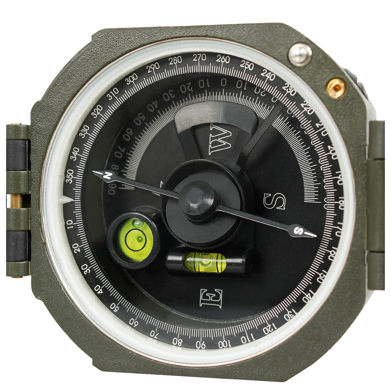 Kompas Turystyczny Mil-Tec US M2 Artillery Compass Lusterko Poziomice Olive Linijka brak