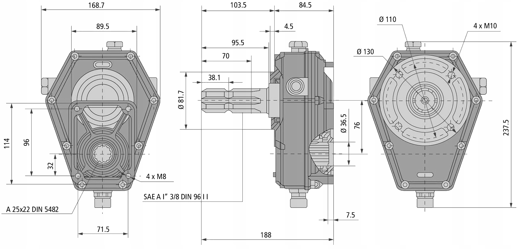 MULTIPLIKATOR PRZYSTAWKA WOM PRZEKLADNIA DO POMPY Part number 1206 60001 6A