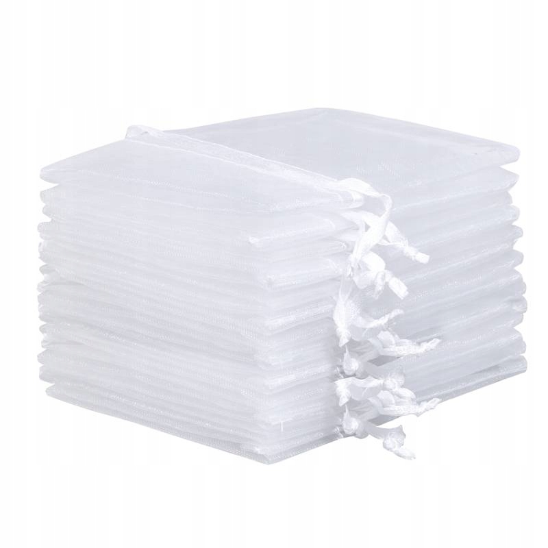 WORECZKI z ORGANZY 8x10 ślub KOMUNIA chrzest - 10 szt. BIAŁE