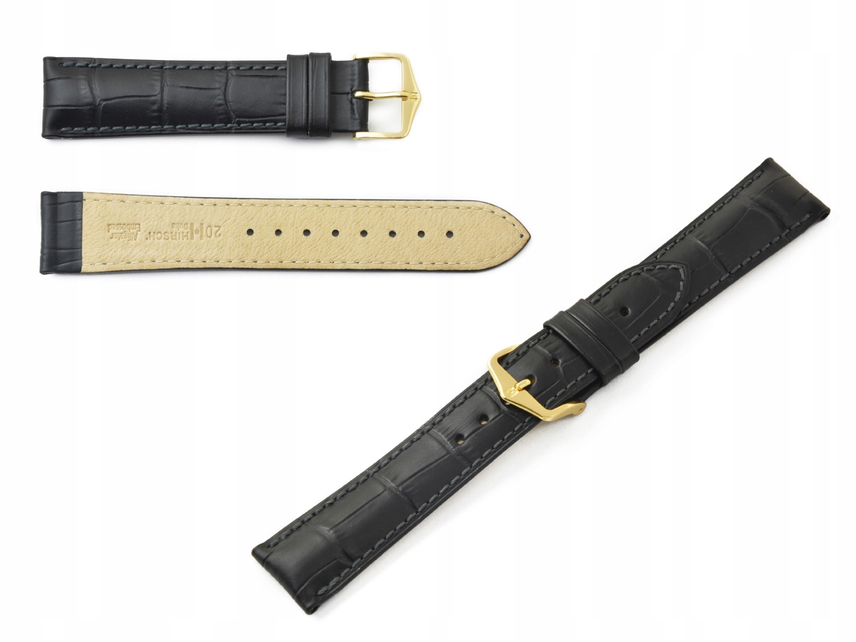 Černý Kožený Pásek Hirsch, Velikost 16 MM