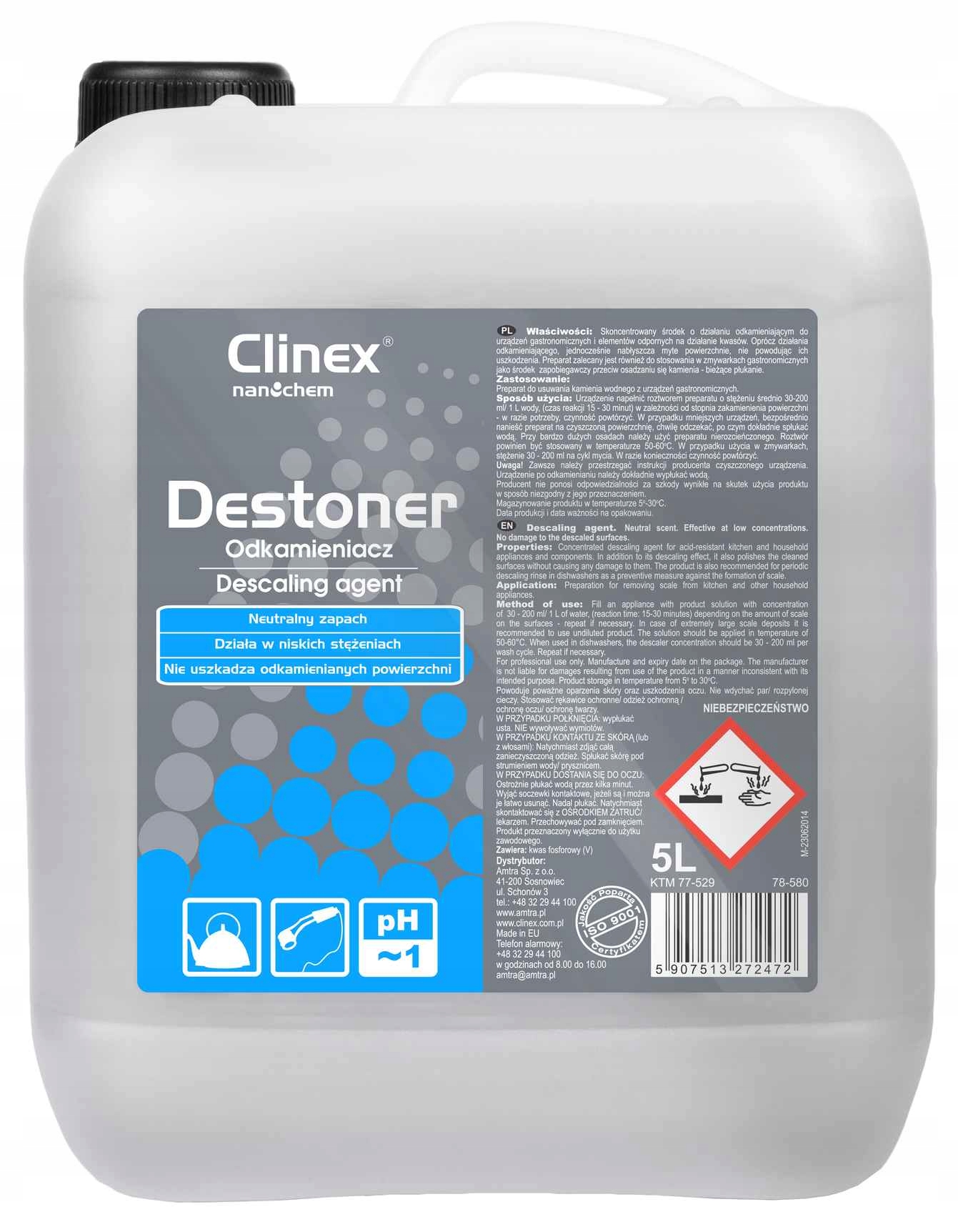 

Clinex Destoner 5L Odkamieniacz do Urządzeń Agd