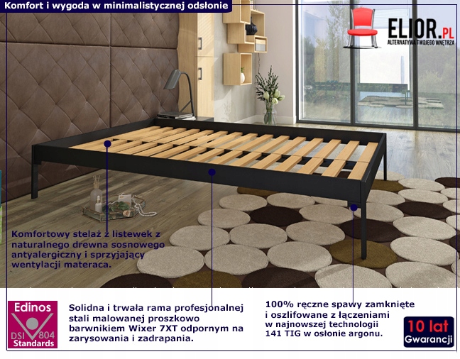 JEDNOOSOBOWE ŁÓŻKO METALOWE MŁODZIEŻOWE == 90X200 Kod producenta HQ478