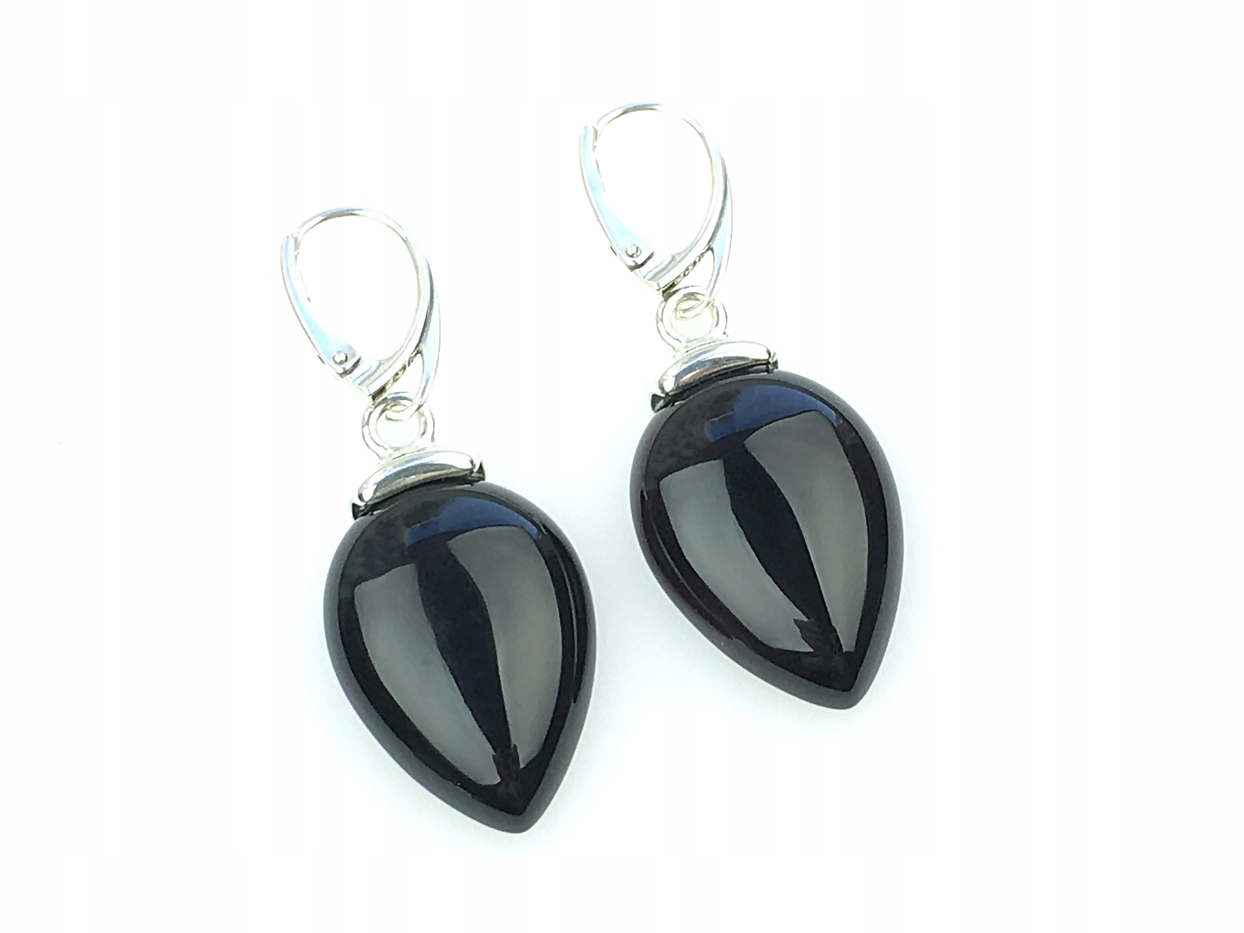 

kolczyki wiszące czarne onyks bigle srebrne pr925