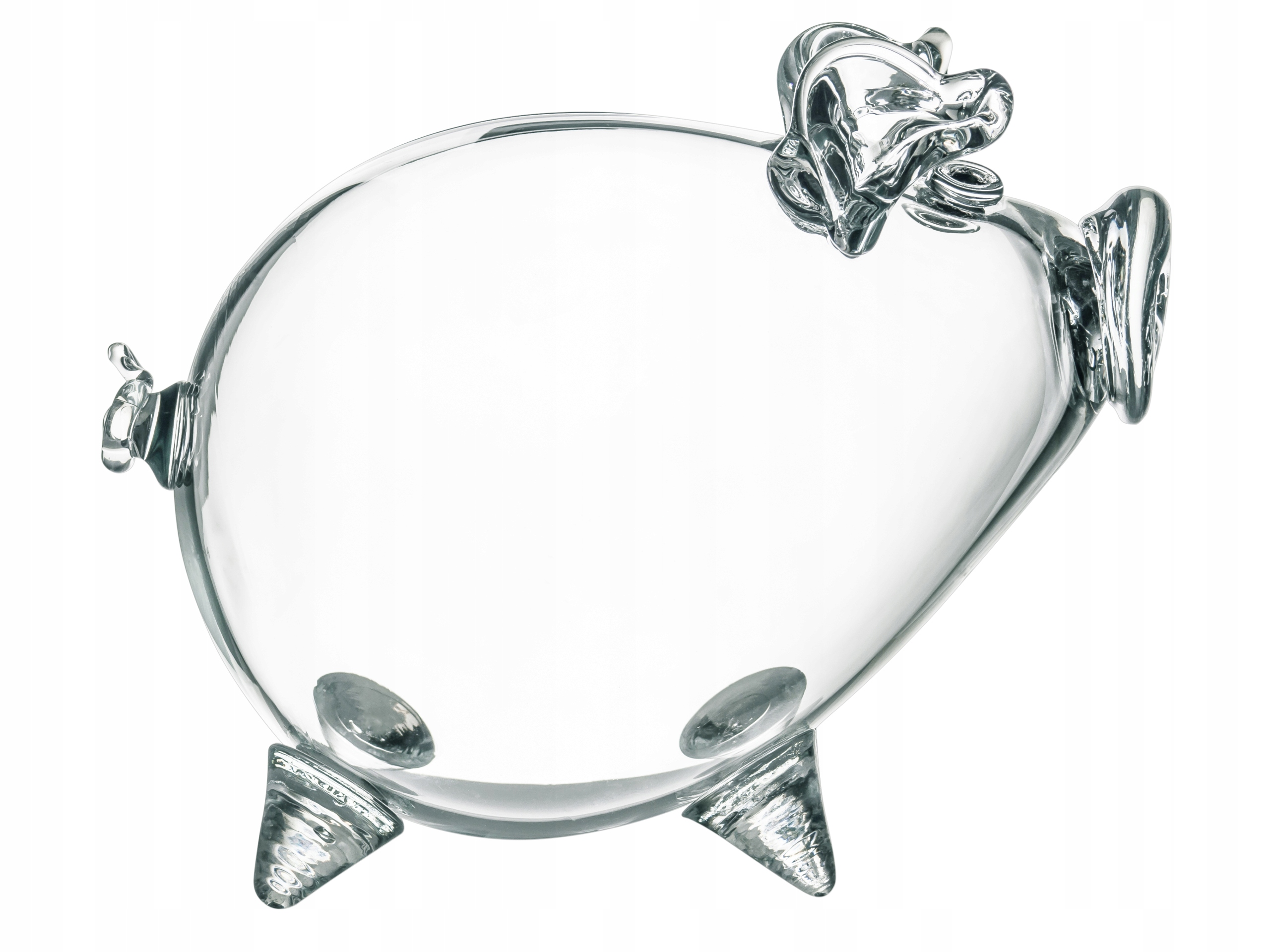 BEZBARWNA duża skarbonka ŚWINKA szklana z ryjkiem Waga (z opakowaniem) 1.1 kg