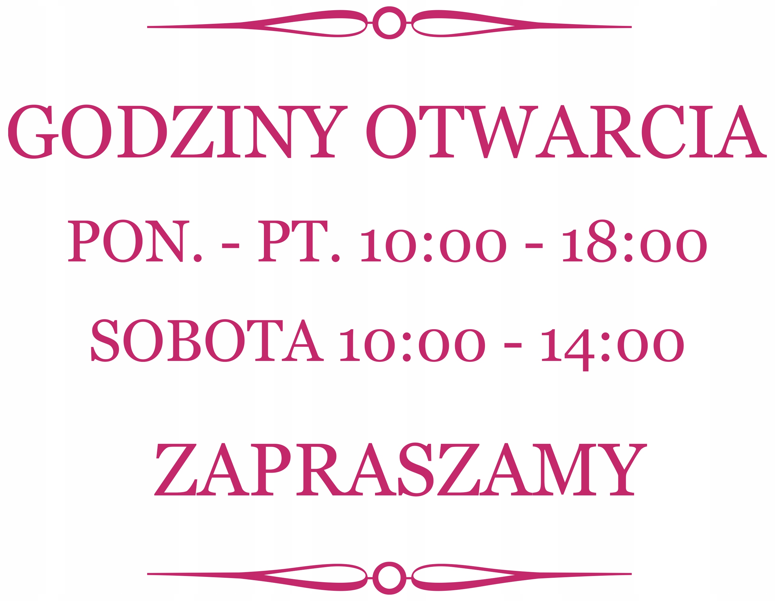 

Godziny Otwarcia Naklejka Na Szybę, Drzwi 40 CM