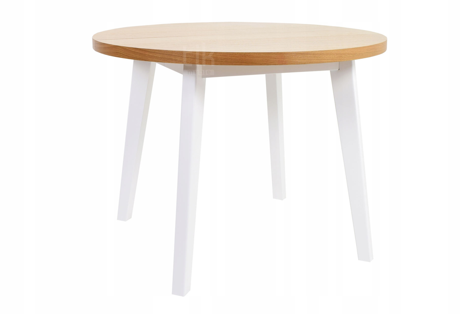 Stół okrągły S-84BI 90/2X50 rozkładany nogi białe Marka Tik