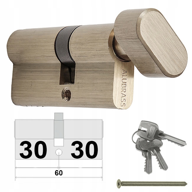 WKŁADKA 30/30 ALUBRASS GAŁKA MOSIĄDZ SATYNA