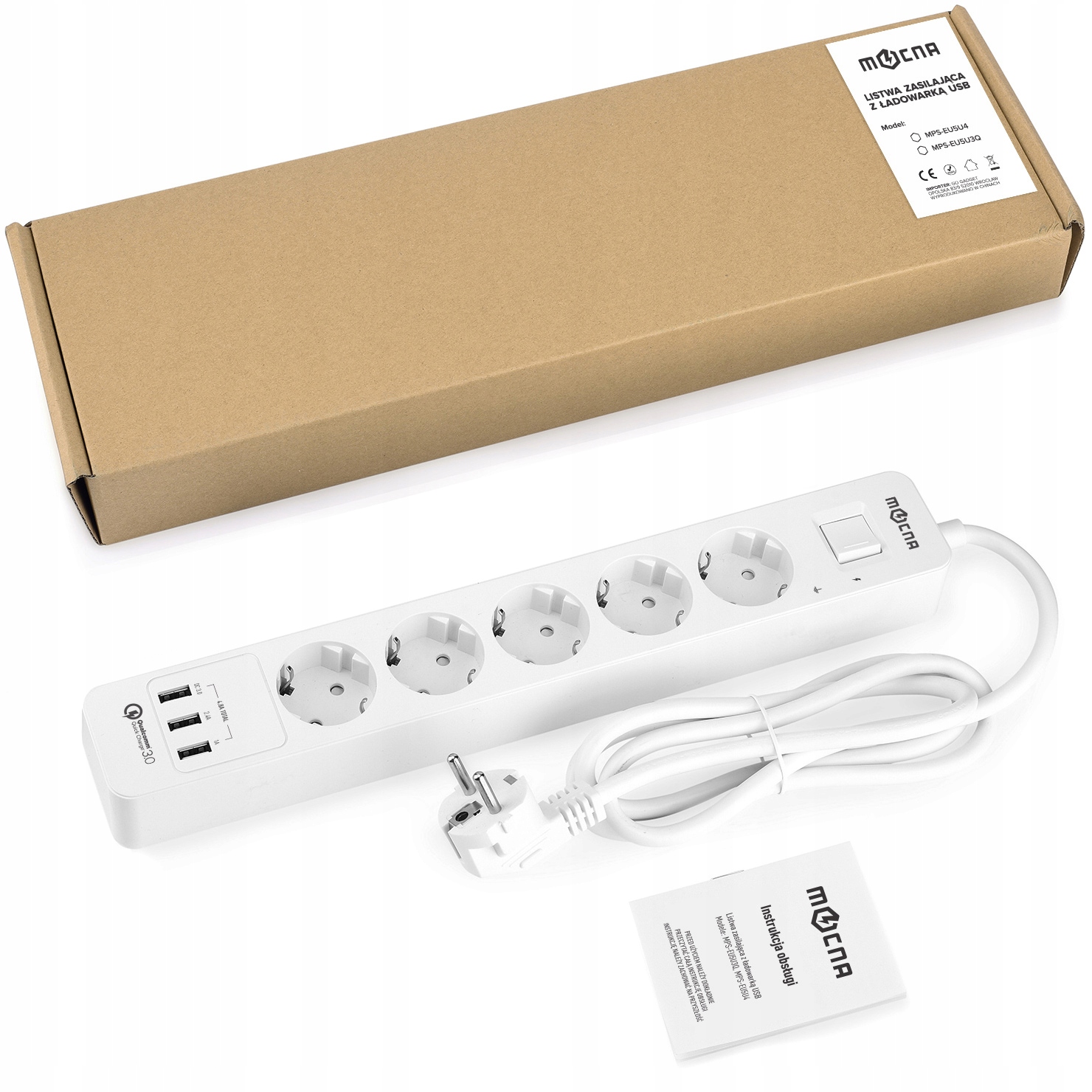 

Mocna Listwa zasilająca Przedłużacz 5 Gniazd 3 Usb