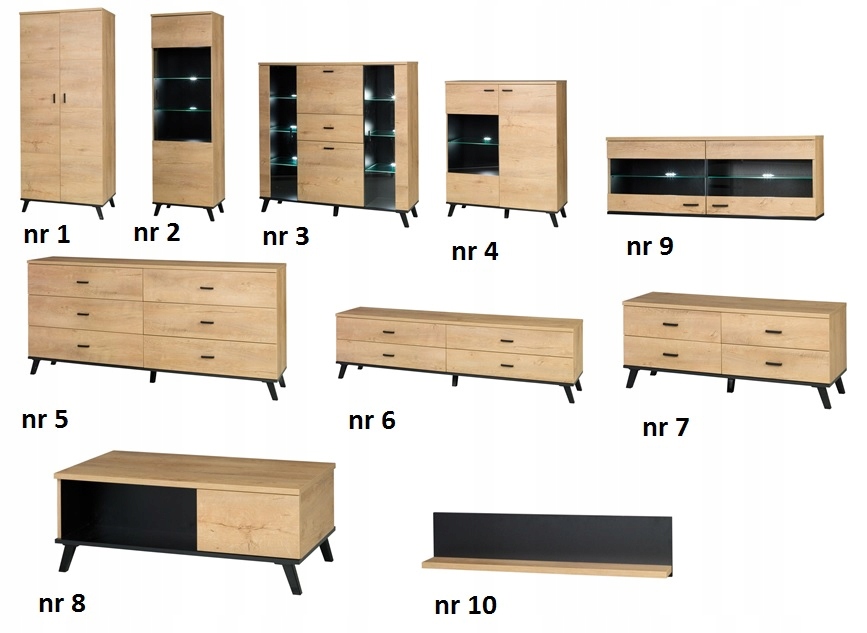 Meble na nóżkach Jonny dab lefkas witryna 2 Marka inna